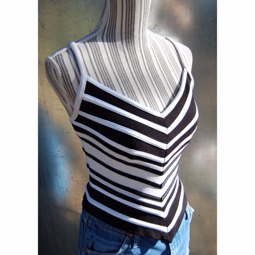Vintage Black & White Bodycon Tank Top by Tadashi