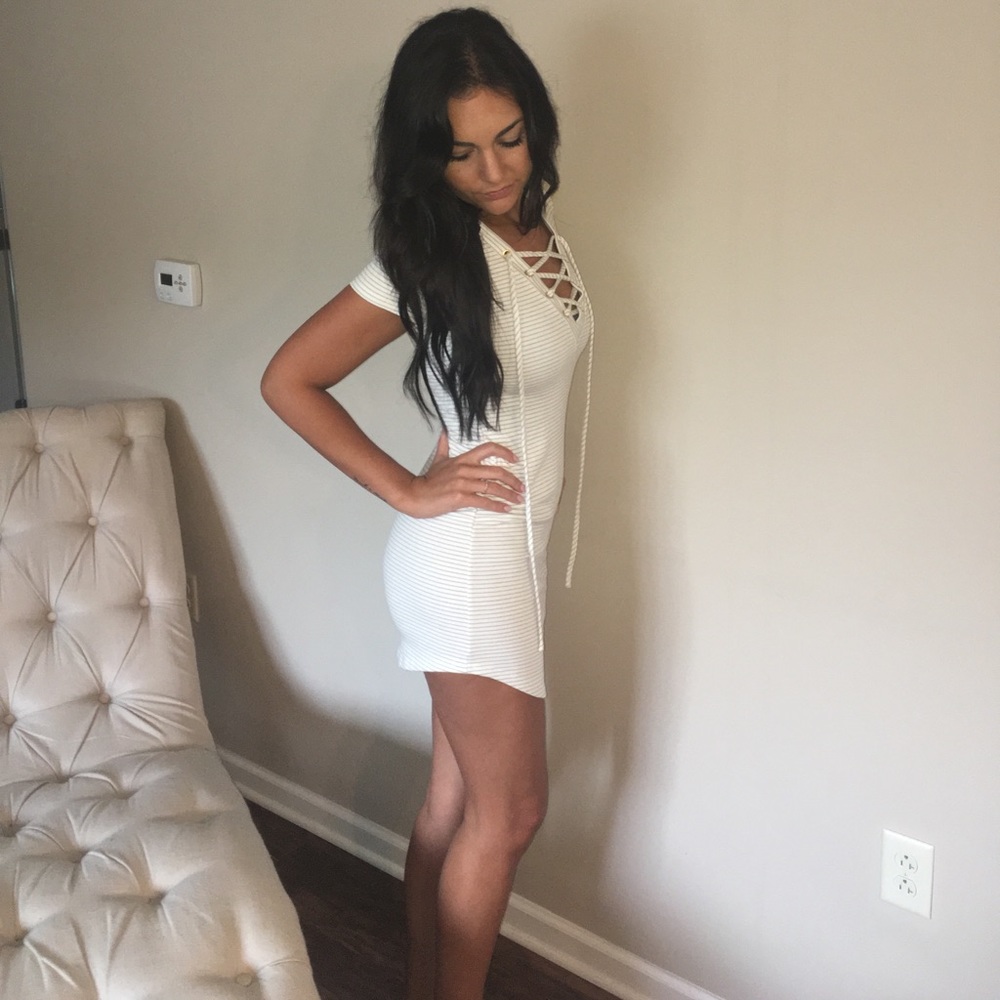 White & Gray Striped Dress