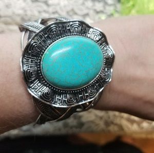 Turquoise Cuff Bangle Bracelet Boho Vintage