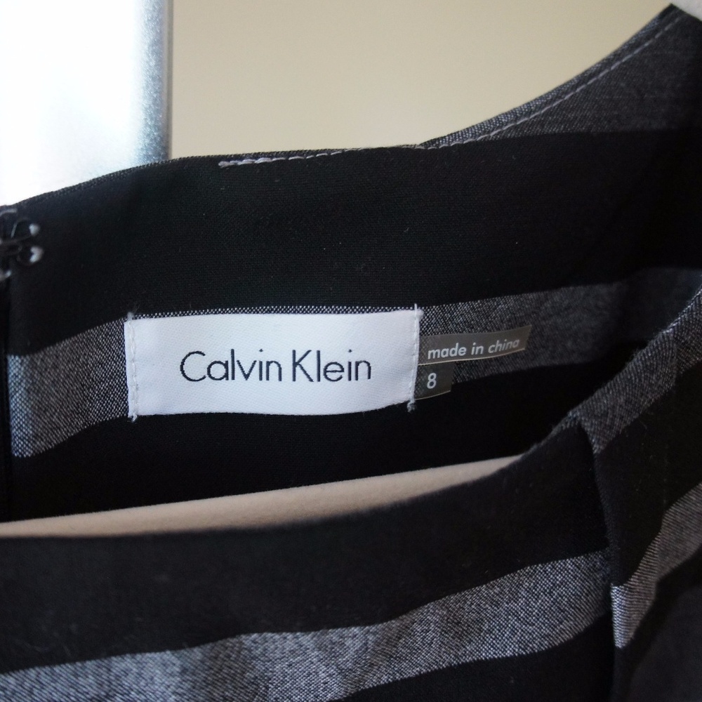 NWT Calvin Klein Stripe Dress -Black/Grey, Size 8 - Picture 6 of 6