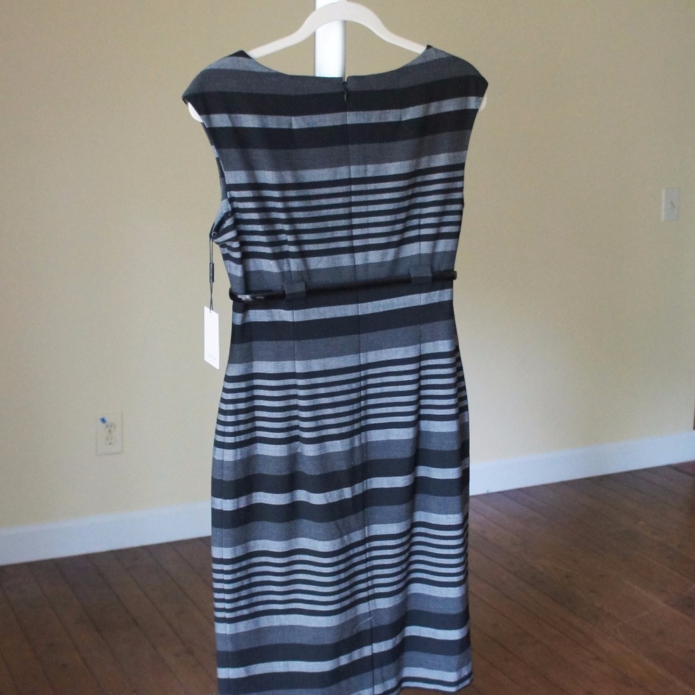 NWT Calvin Klein Stripe Dress -Black/Grey, Size 8 - Picture 3 of 6