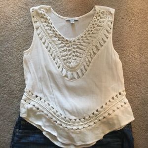 Cream crotchet top from american eagle