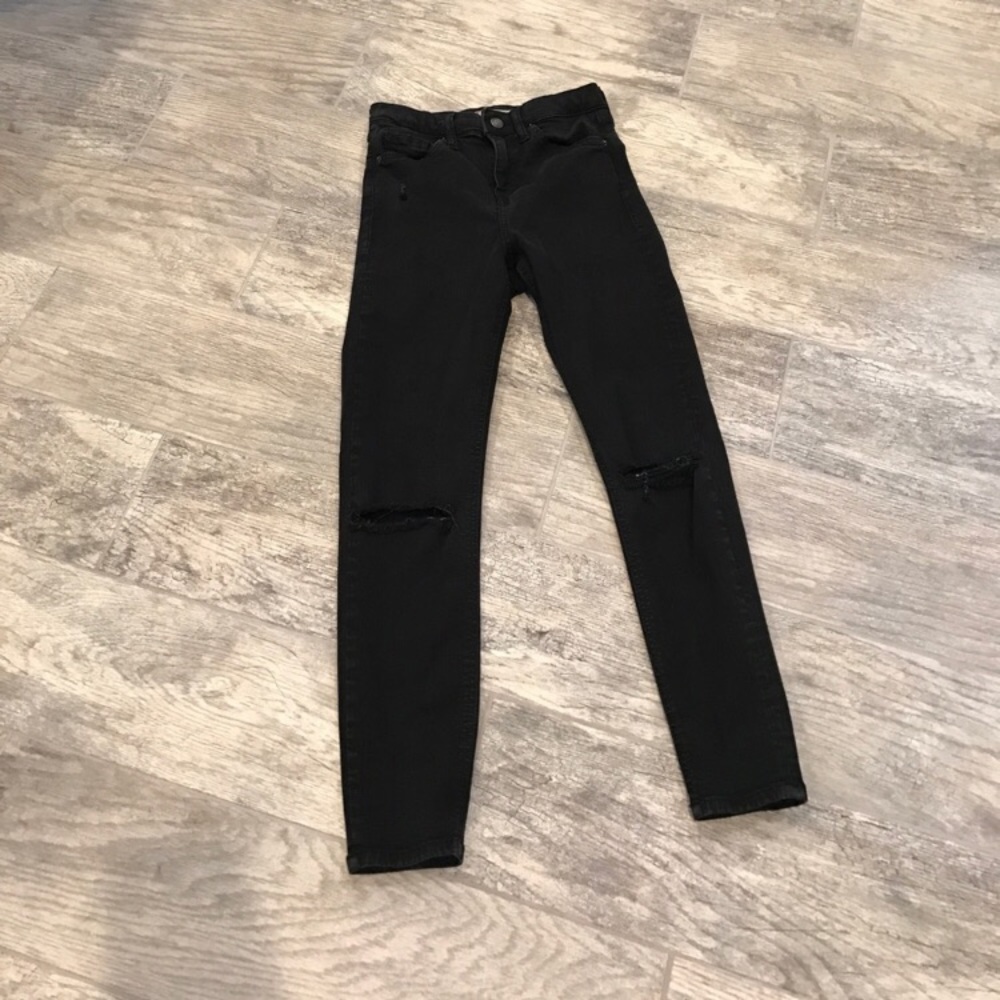 Topshop Jamie black ripped jeans W26 L30