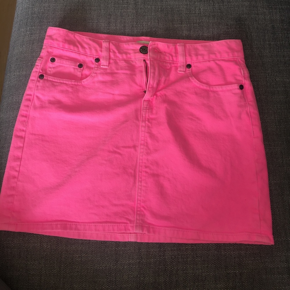 J Crew neon pink denim mini skirt 27