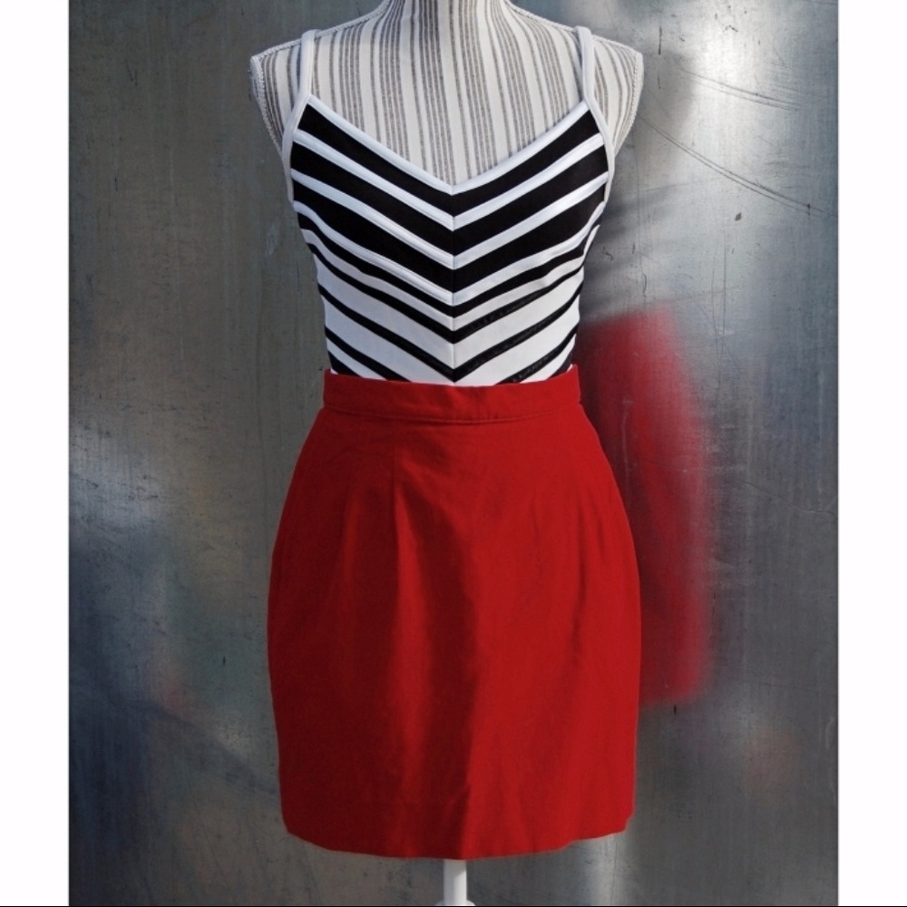 Vintage Red Velvet Mini Skirt by Carolyn Rothwell