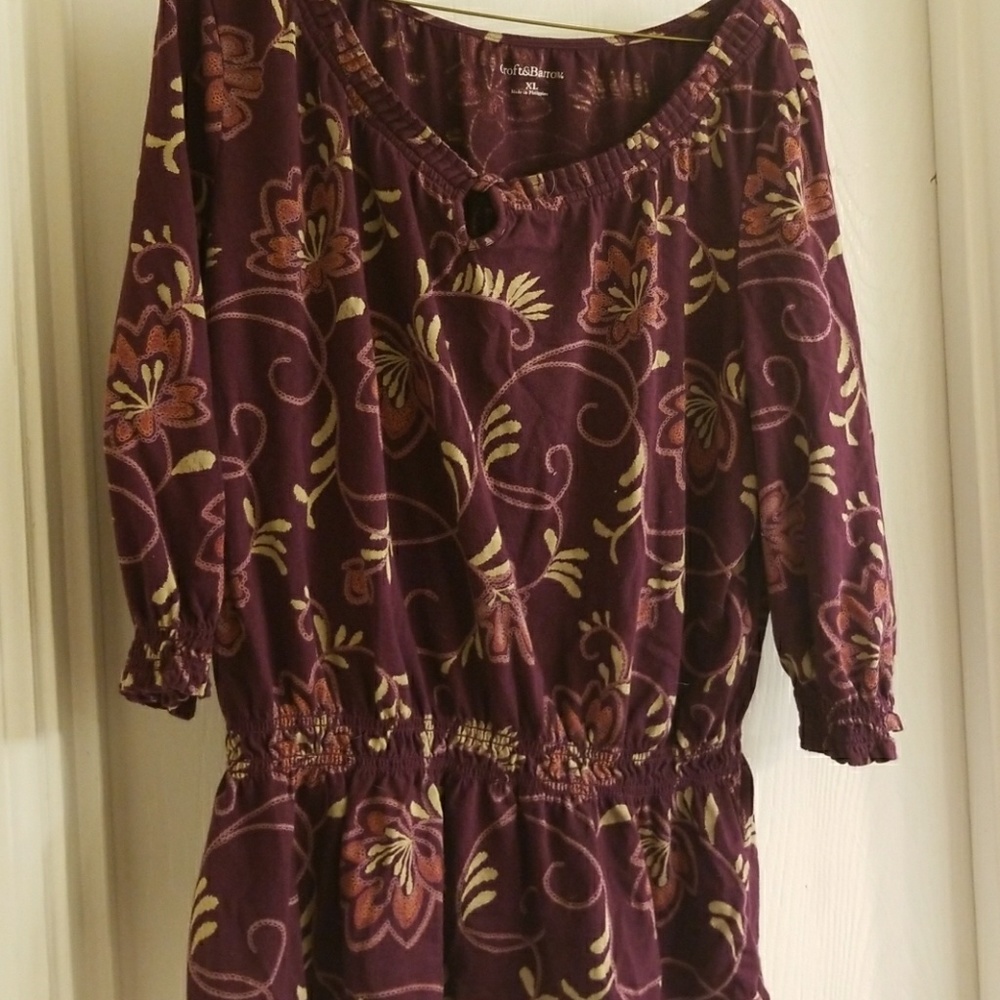 Chic floral cinched waist shirt