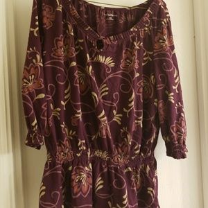 Chic floral cinched waist shirt