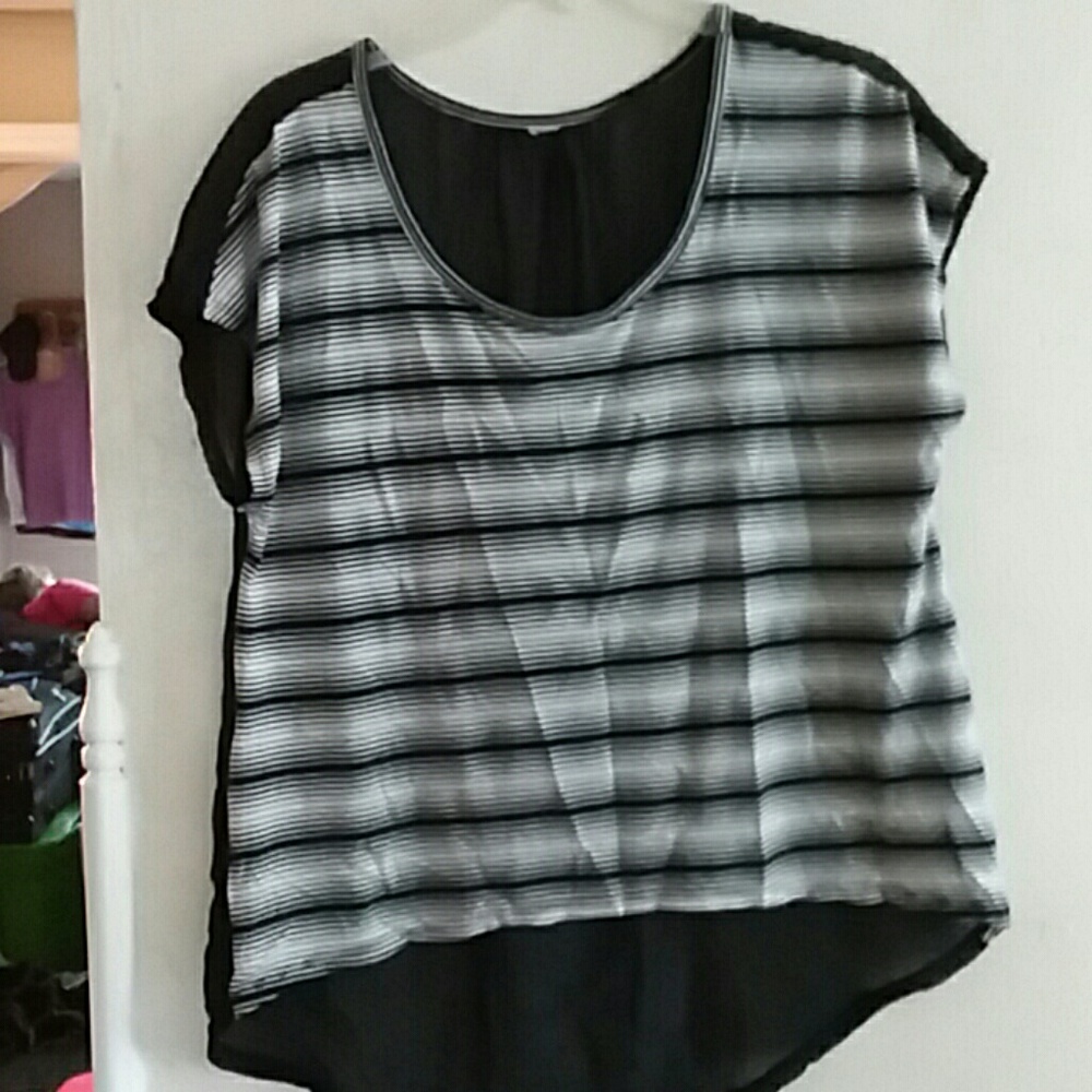LADIES STRIPED BLOUSE BACK CTHRU SIZE L