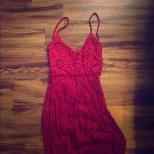 Wine red backless maxi dress