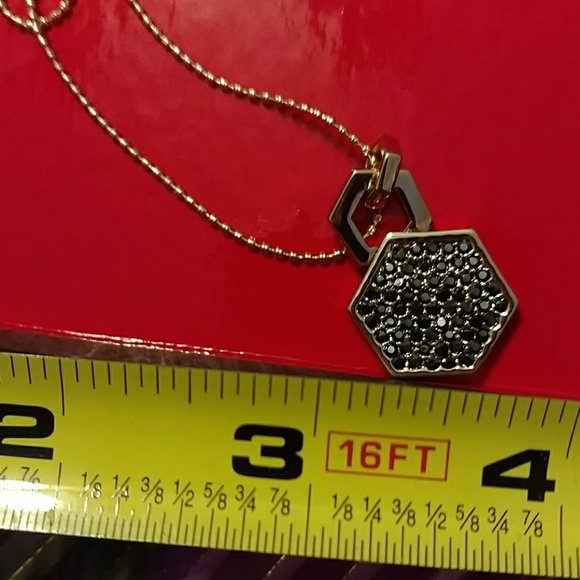 Gold CoCo Lane Hematite Pave Pendant Necklace 17" - Picture 7 of 8