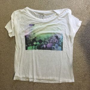 Oversized White Graphic Tee - Sz Large