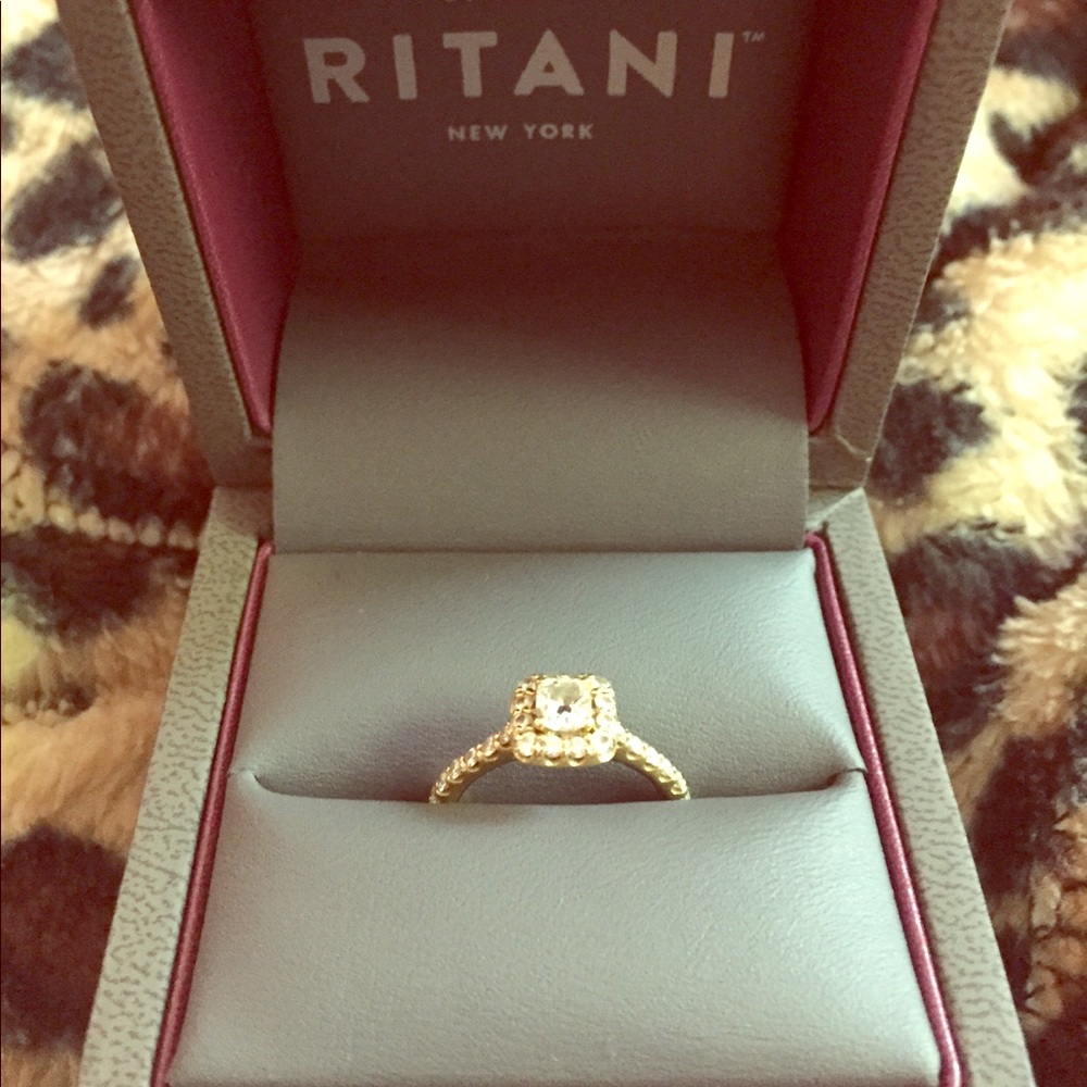 French Halo Diamond Band Engagement Ring.