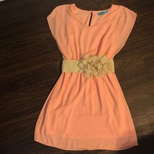 Peach flutter sleeve dress