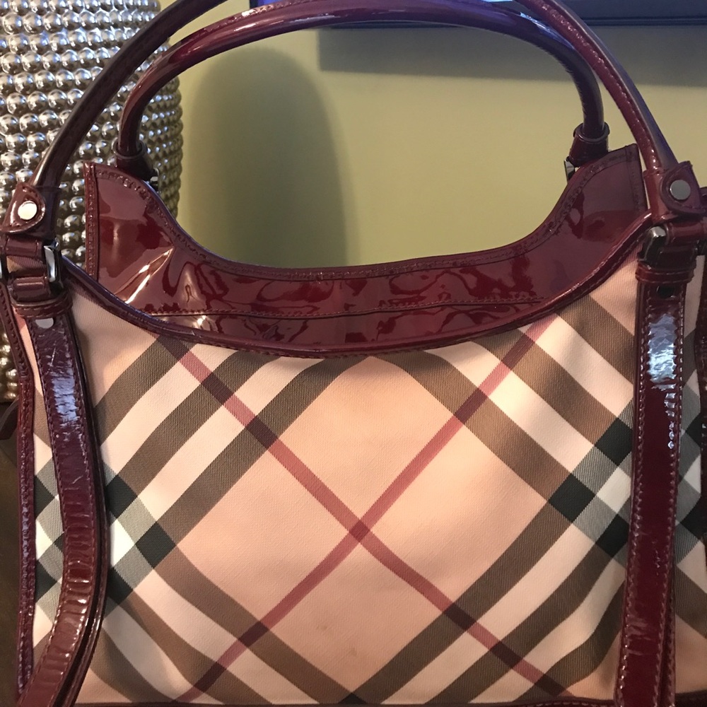 Authentic Burberry Nova Red Patent Leather Handbag