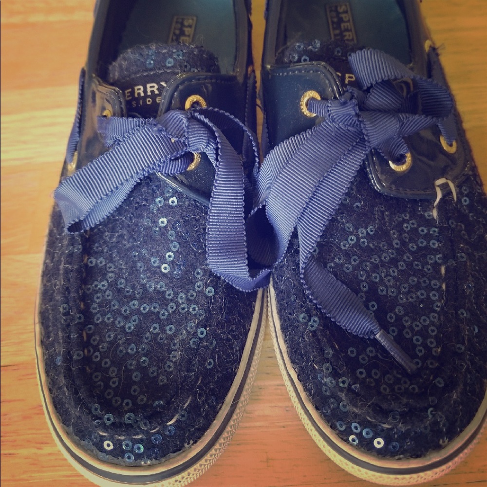 Blue Sequin Sperrys