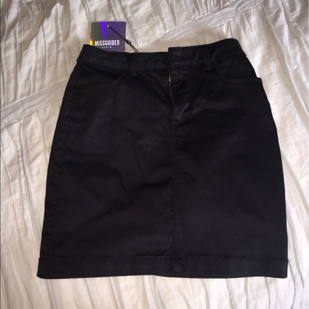 Missguided Black Denim Mini Skirt
