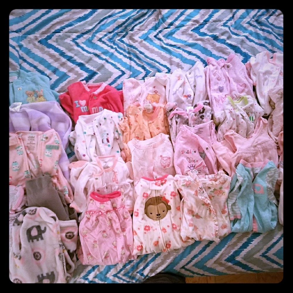 Lot of baby girl sleepers