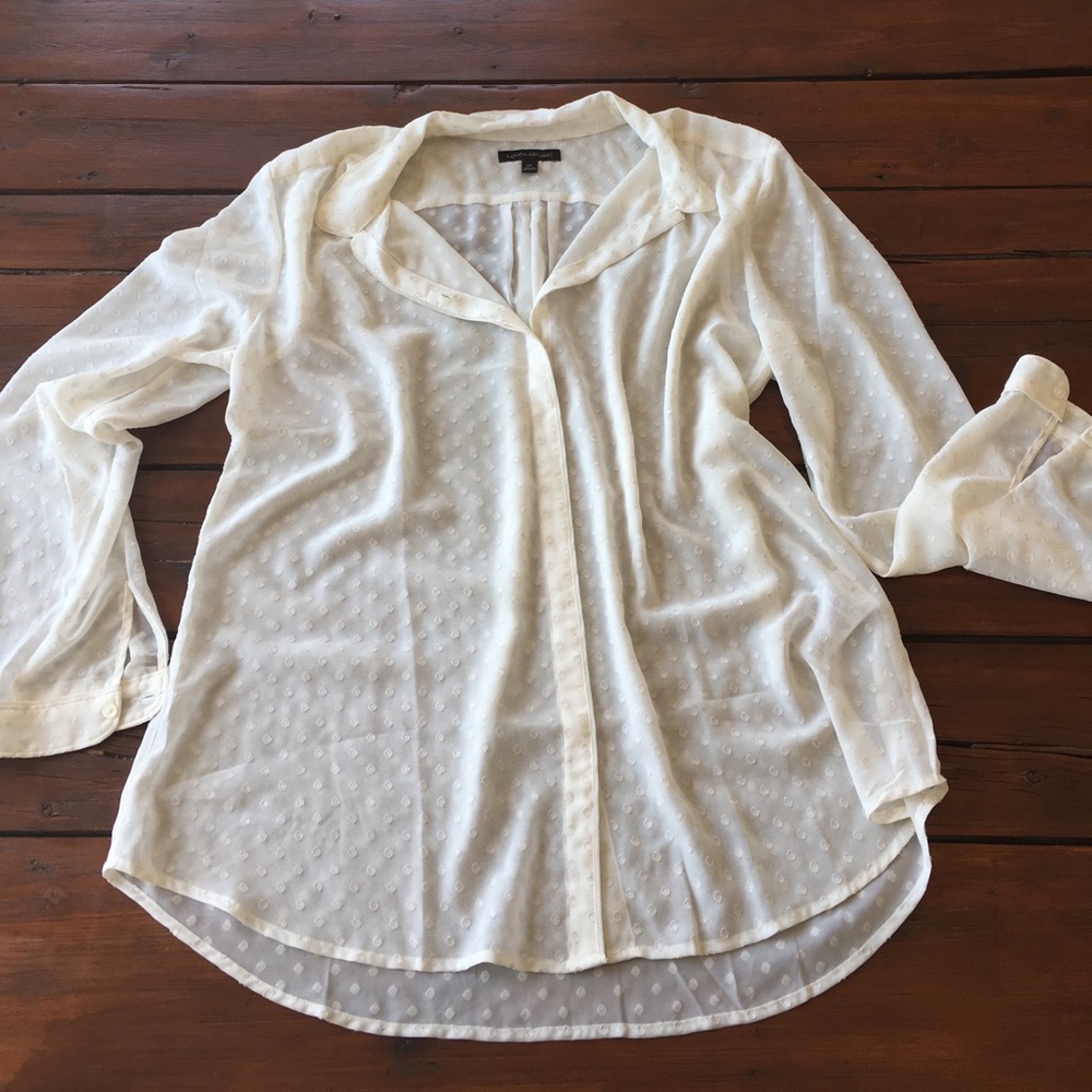 Banana Republic Dot Print Round Collar Blouse