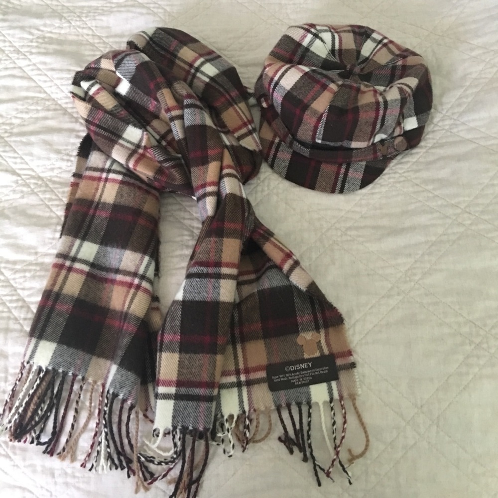 Matching Disney scarf and hat plaid