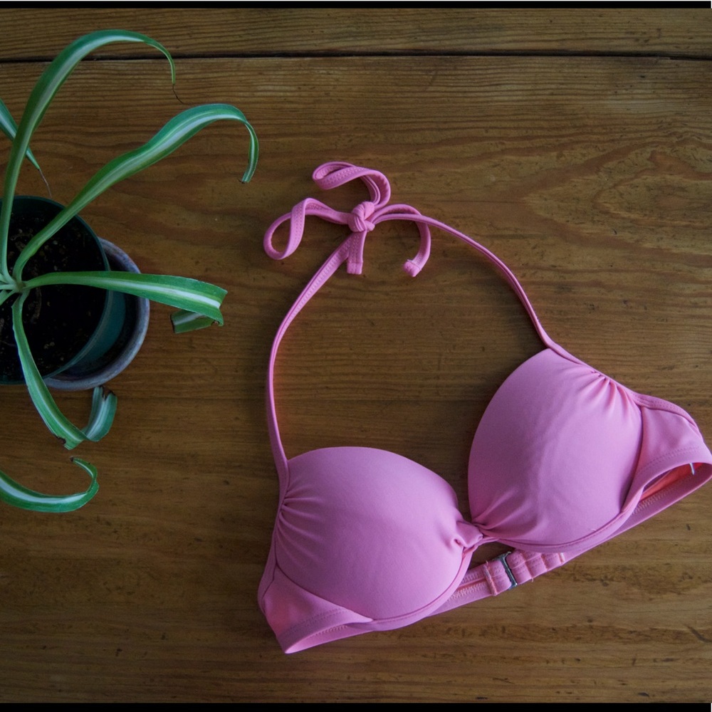 Pink Halter Bikini Top
