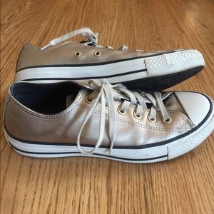Gently used metallic leather Converse