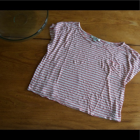 Forever 21 Red White Stripe Tee Shirt - Picture 1 of 3