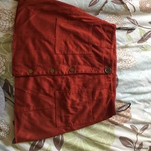 Suede Burnt Orange Button Up skirt