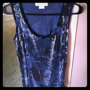 Michael Kors Sequined Blue Camo Tank