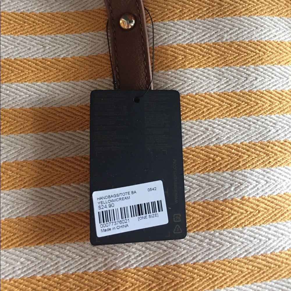 Forever 21 Yellow & White striped bag - Picture 2 of 2