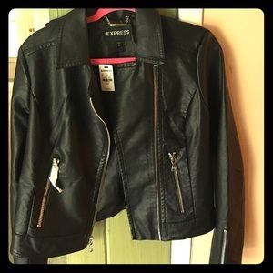 NWT Express Black Fake Leather Jacket