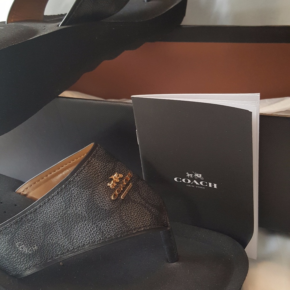 Coach Janice Women US 10 Black Wedge Sandal