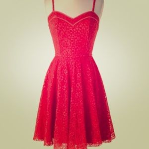 Fuchsia Lace A Line Dress