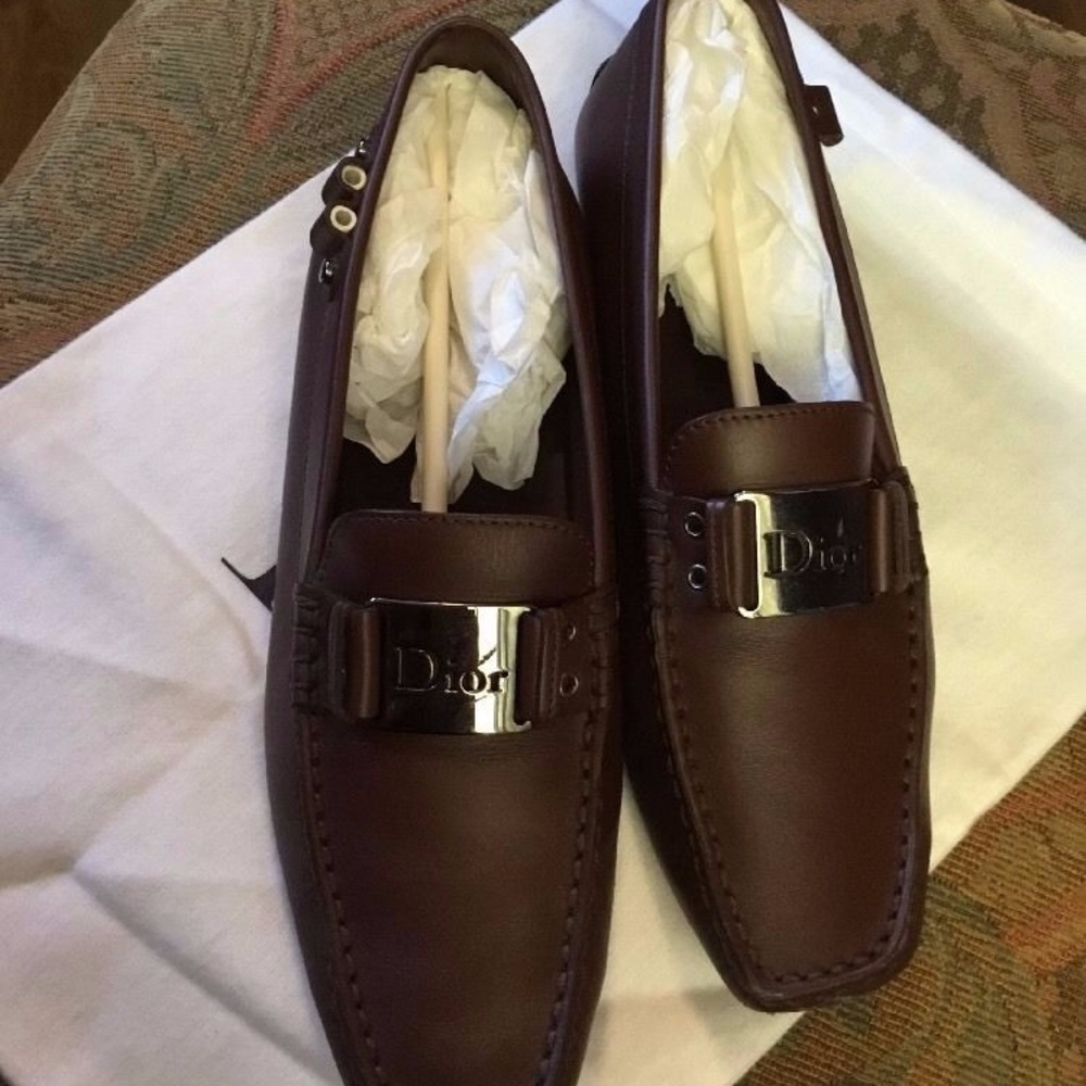 Dior Brown Leather Moccasins Driving Shoes Women