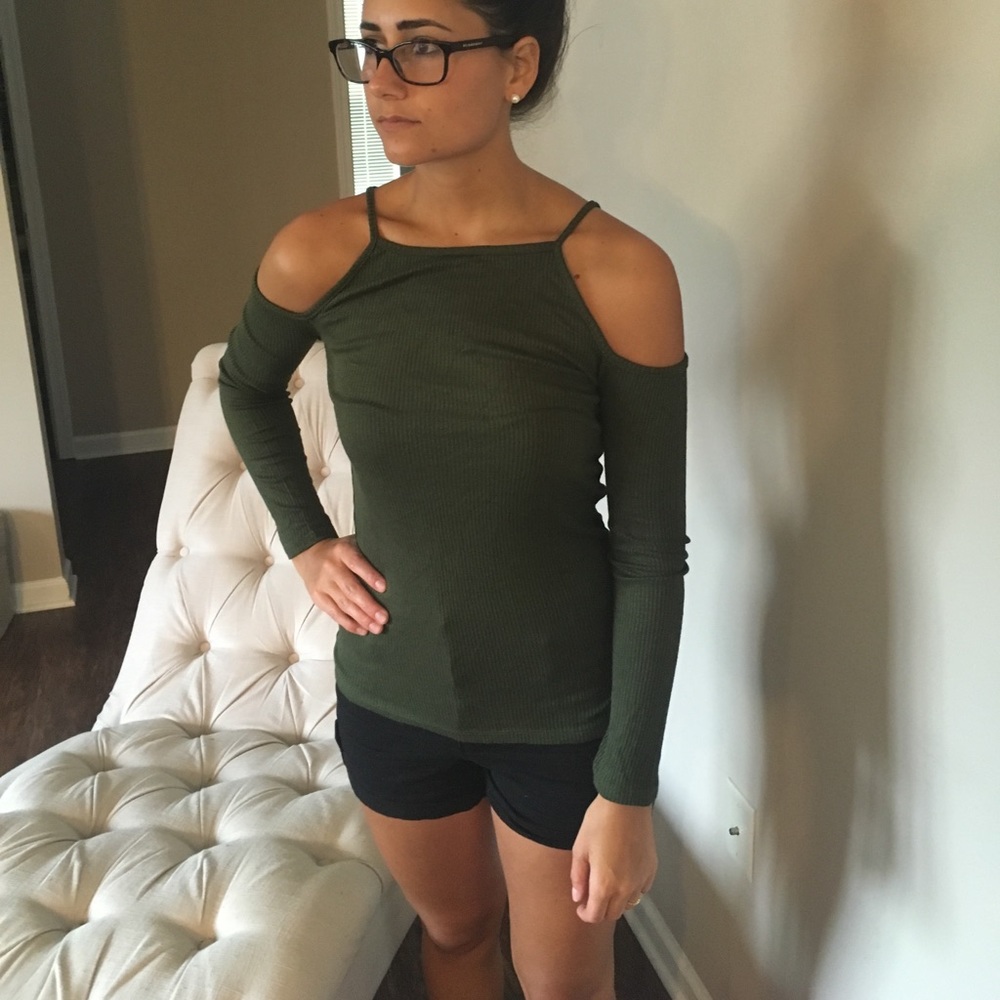 Green Cold Shoulder Top
