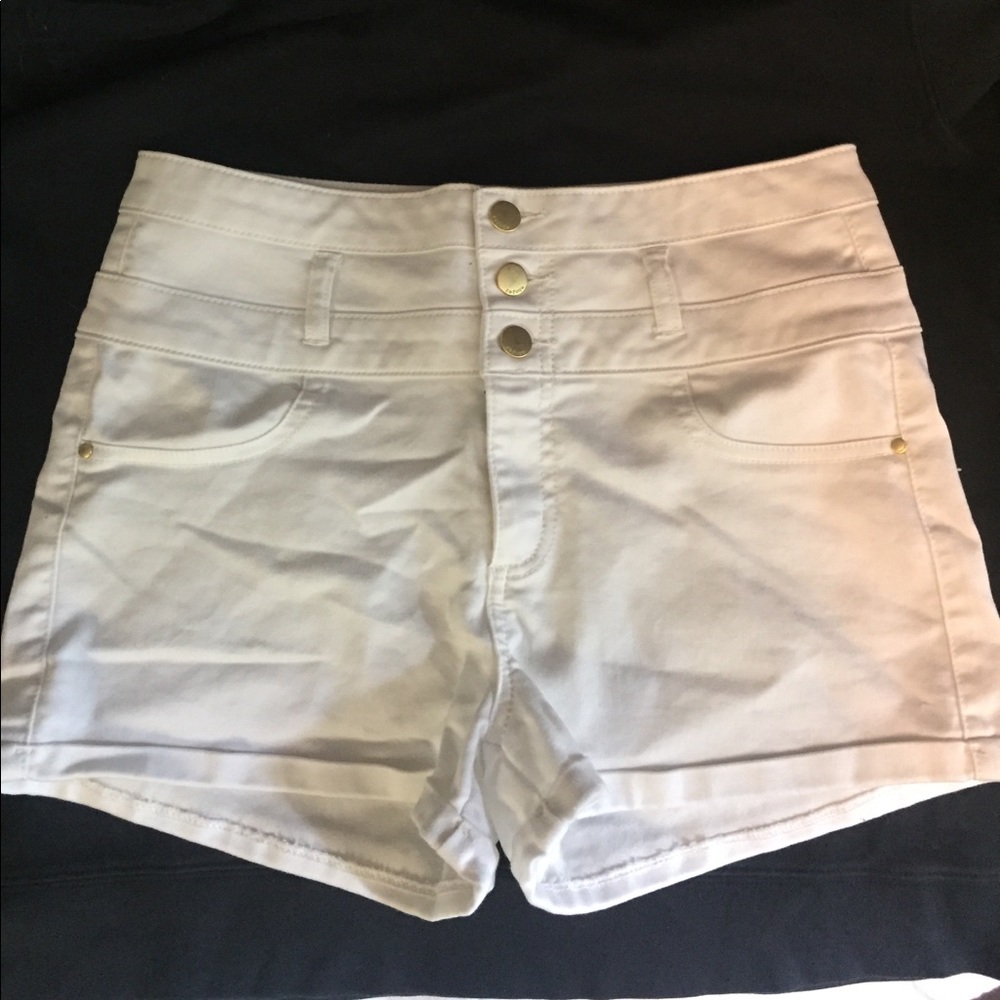 White button up shorts