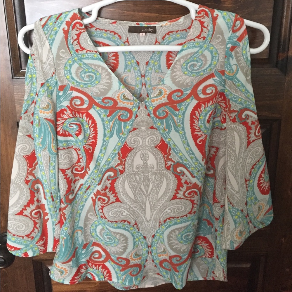 Cut-out Sleeved Multicolor Blose