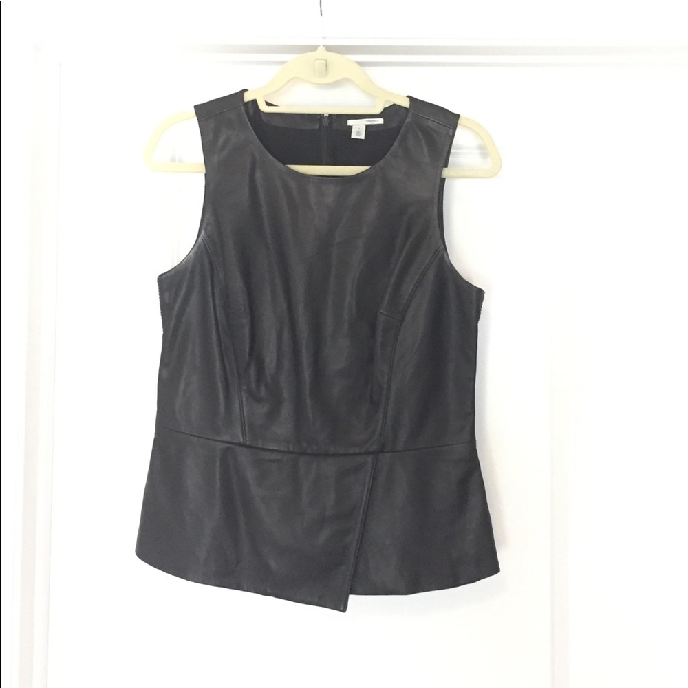 Halogen Leather Peplum Top