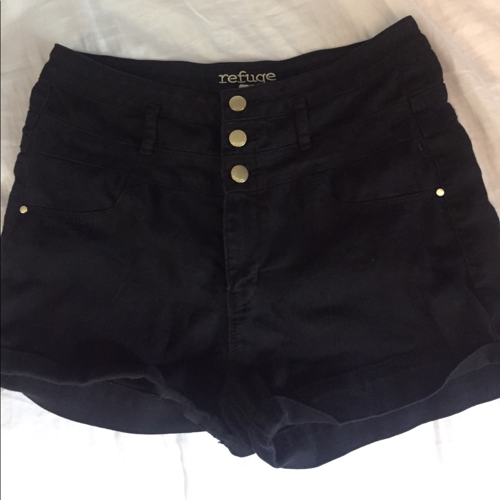 Black button up shorts