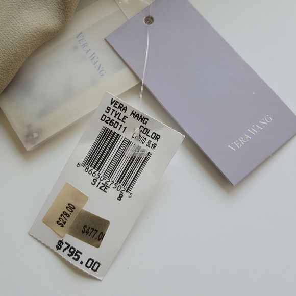 NWT VERA WANG Embelshd Drop Waist Silk Dress Sz 8 - Picture 6 of 6