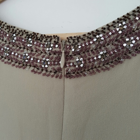 NWT VERA WANG Embelshd Drop Waist Silk Dress Sz 8 - Picture 4 of 6