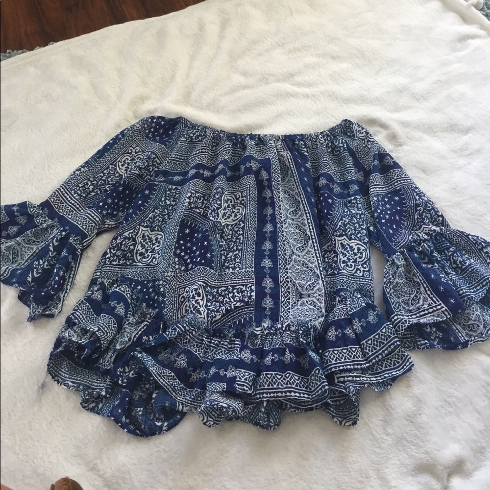 Off the Shoulder Blue Top