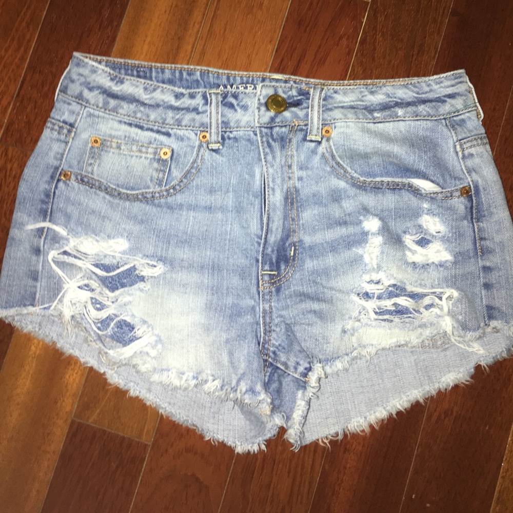 American Eagle High Rise Festival Ripped Shorts