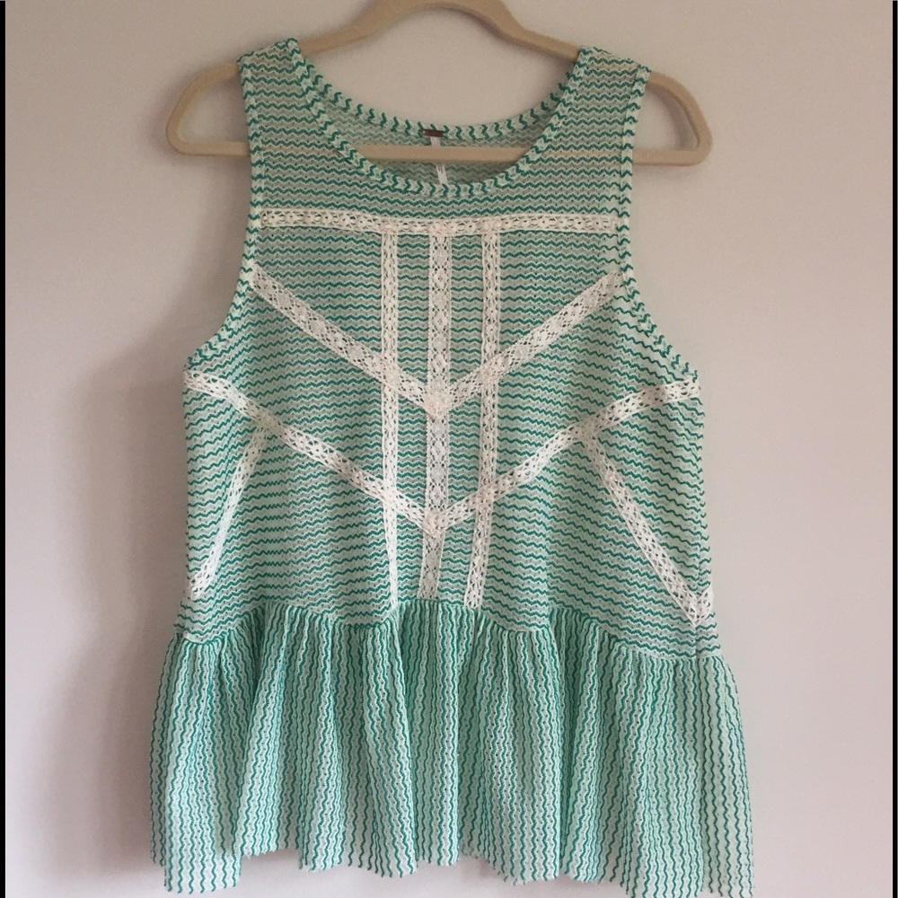 Free People Teal Top with Cute Back Cut-Out