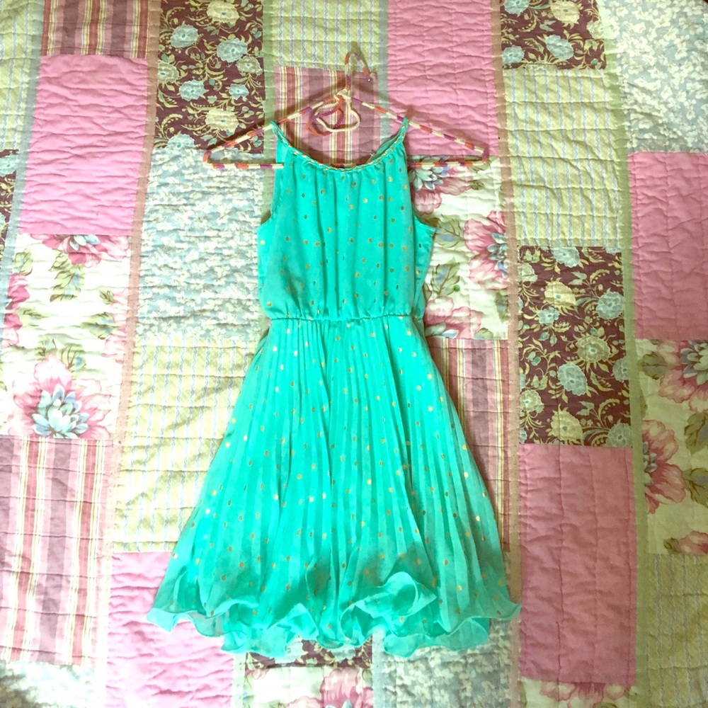 Teal and gold dress child medium