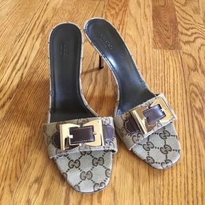 Gucci Backless Open-toe Canvas Sandals
