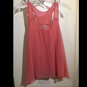 Pink Flowy Racerback Tank Top