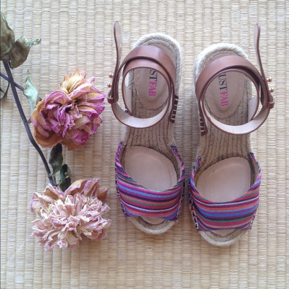 JustFab Multicolor Weave Espadrilles