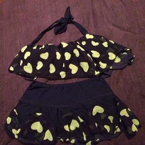 ☀️Dark blue and lime green heart bathing suit 🏊🏻