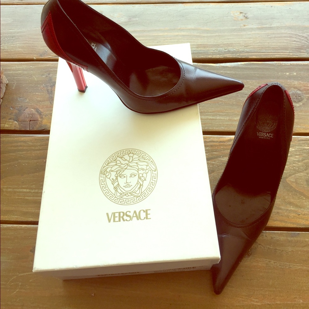 Black and red Versace pumps