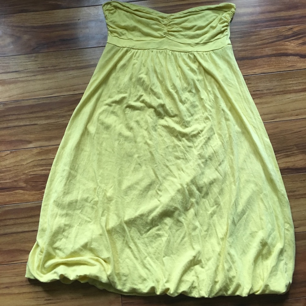 Yellow strapless sundress